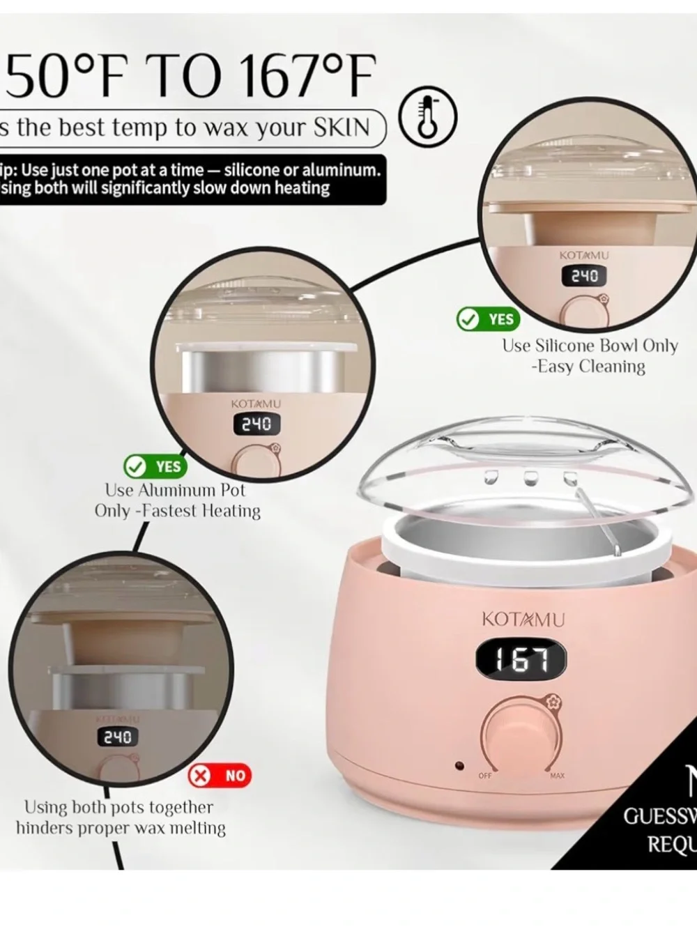 KOTAMU Pink Wax Warmer with Digital Display